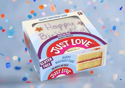 Just Love Food's Happy Birthday Cake in packaging with confetti in the background