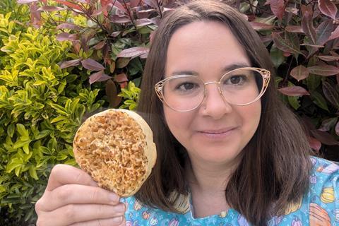 British Baker editor Amy North with a crumpet