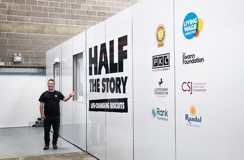 Half the Story - CEO Matt Parfitt outside the new biscuit production unit at Wilford Industrial Estate, Nottingham