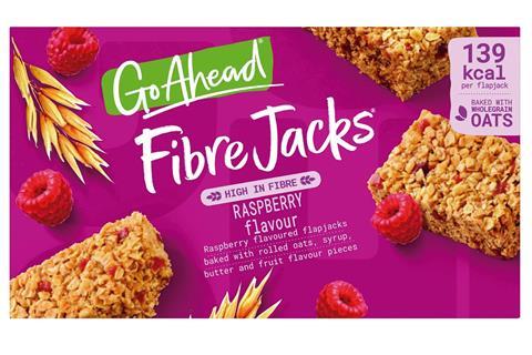 Raspberry Fibre Jacks in pink packaging