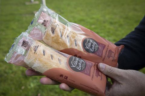 The 'No Farmers, No Food' logo is displayed on packaging for Jones Village Bakery's Jumbo Sausage Rolls  2100x1400