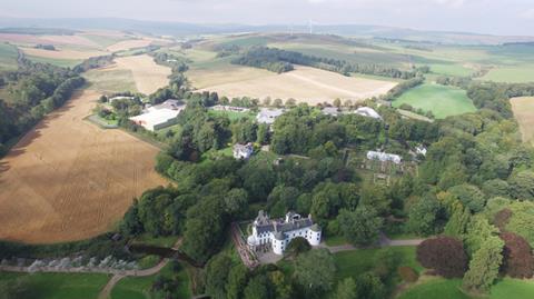 Aerial shot of the Macphie Glenbervie estate