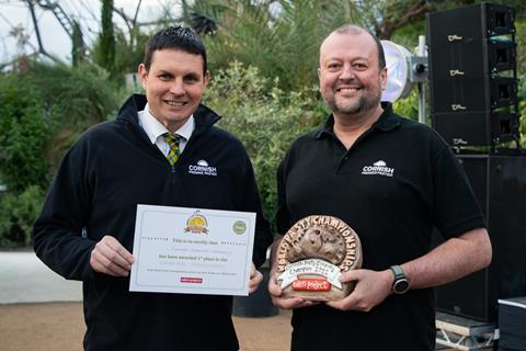 Jason Jobling (operations director) and Mark Norton (managing director) of Cornish Premier Pasties at the World Pasty Championships 2022
