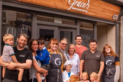 The Redrup family outside Grace's Bakery