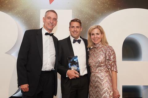 M&S senior buyer Martyn Doble (centre) receives the Bakery Retailer of the Year award from Lantmännen Unibake's marketing and innovation director Peter Drew