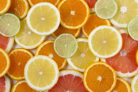A bird's eye view of citrus slices