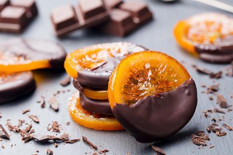 Orange slices dipped in chocolate