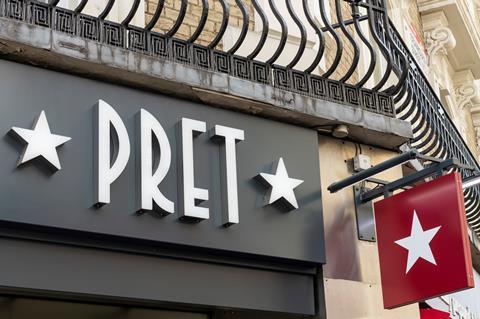 Pret shop front and signage