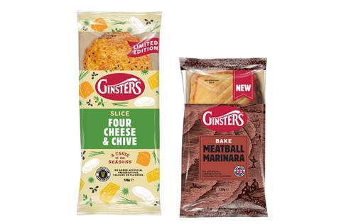 Ginsters Four Cheese & Chive Slice and Meatball Marinara Bake in packaging