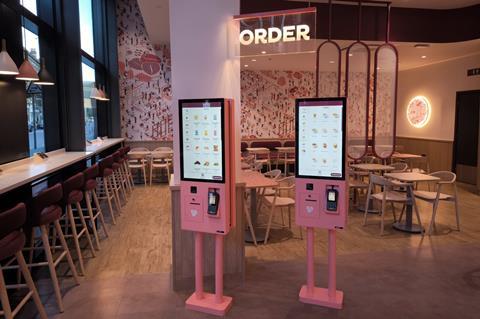 Touch screen ordering stations in a Costa store in Tooley Street