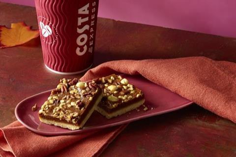 Costa Nuts about Maple Slice_Costa Express Maple Hazel Latte_Autumn 2024_Costa Coffee