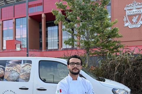 Carmine's Italian Bakery - Andrea Cillo outside Liverpool's Anfield homeground - 2100x1400