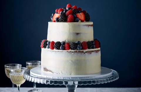 Two Tier Fresh Fruit Cake