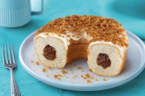 Cinnabon doughnut on a plate
