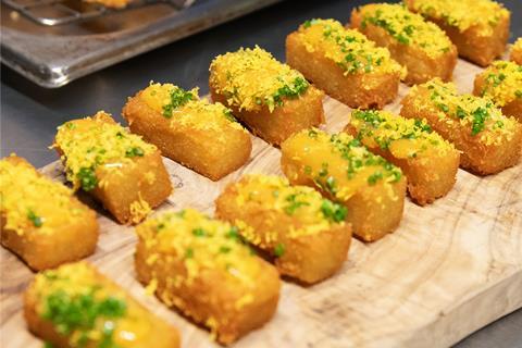 St. Ewe - A liquid egg-topped hash brown was among chef-created canapes served at the launch event in London - 2100x1400