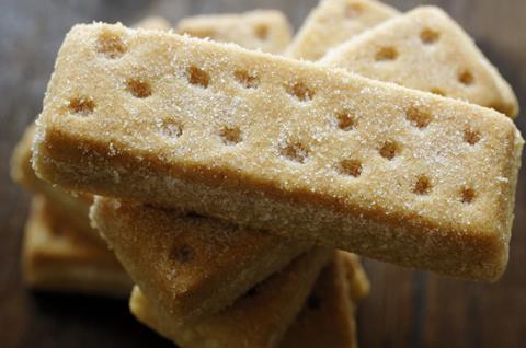 Sugar coated shortbread biscuits