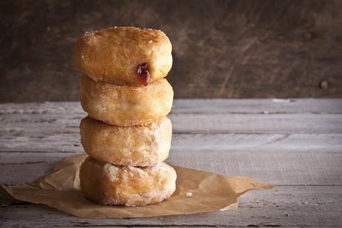 A stack of jam doughnuts