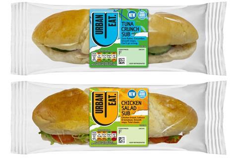 Tuna crunch sub sandwich and chicken salad sandwich