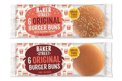 Baker Street burger buns in packaging