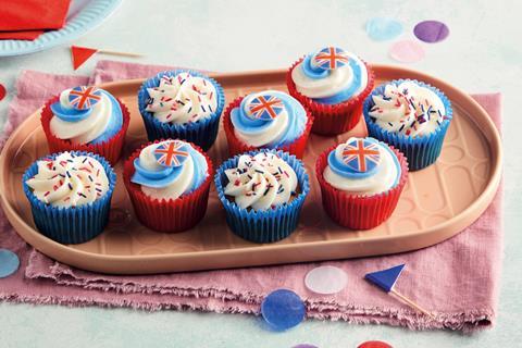 Morrisons' Blue, White & Red Cupcakes