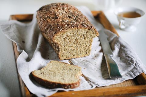 Seeded bread with a slice