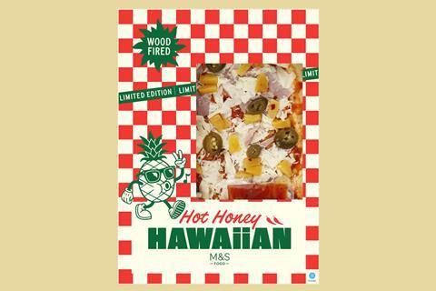 M&S - Hot Honey Hawaiian Pizza pack shot - 2100x1400