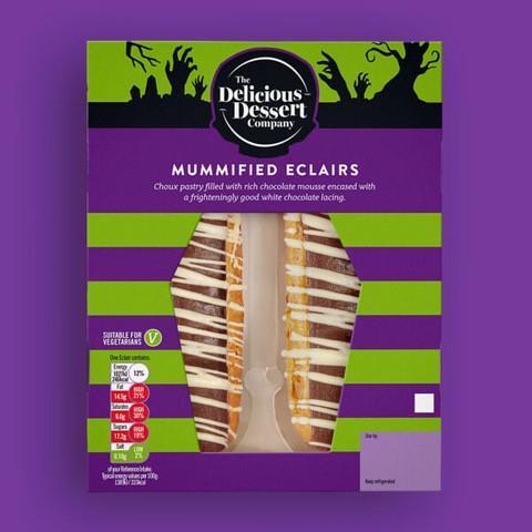 Mummified Eclairs in purple packaging