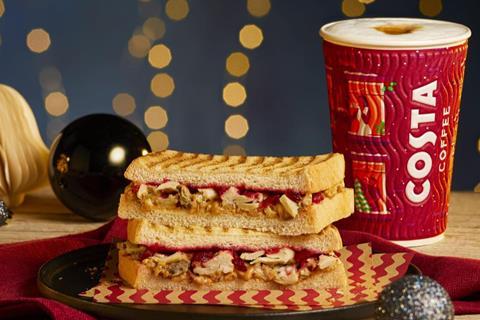 Costa Coffee Christmas 2023_Vegan Turkey Trimings Toastie_Oat Latte