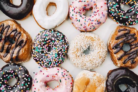 A selection of doughnuts with different toppings