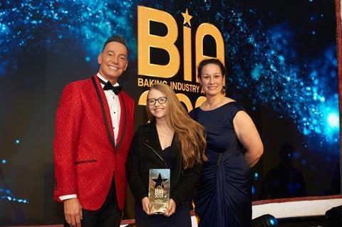 Strictly Come Dancing judge Craig Revel Horwood with Macey Nemeth from Seasons Bakery, which produced the winning product Seasons Croissant, and Tanya De Castro, technical account manager – Bakery, Snacks & Cereals, Ingredion