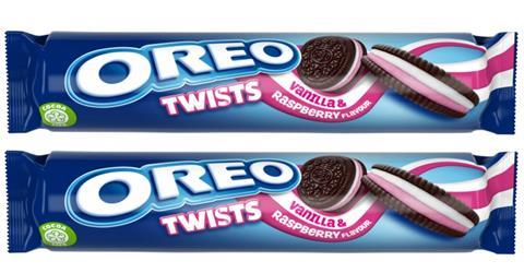 Oreo Twists - vanilla and raspberry - in packaging