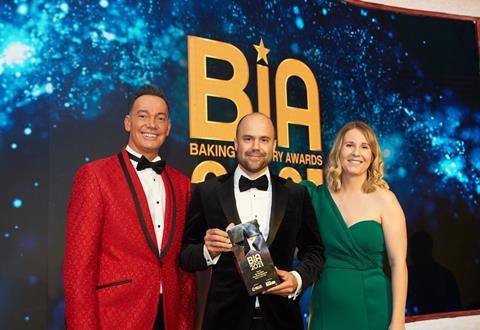 Craig Revel Horwood with Baker of the Year Tim Goodwin from The Street Bakeshop and Brook Foods brand strategy manager Chloe Sully