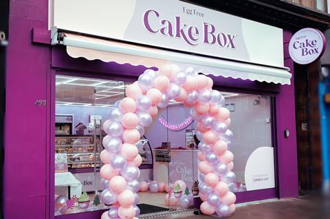 New branding at the Cake Box store front on Dukes Street in Glasgow - Cake Box