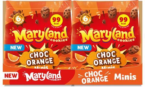 Chocolate orange Maryland Minis cookies in packaging