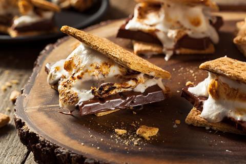 S'mores with Graham crackers, toasted marshmallows and chocolate