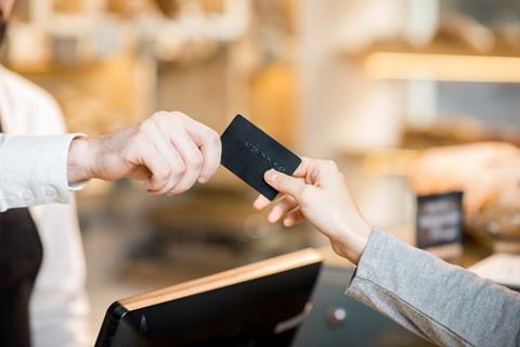 Paying by card in a bakery