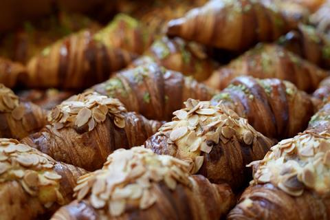 Close-up of almond croissants