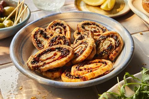 Cheddar & Hot Honey Pinwheels in a bowl