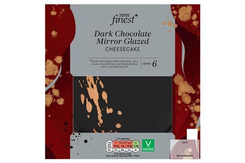 Tesco Finest Dark Chocolate Mirror Glazed Cheesecake