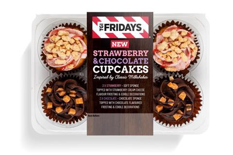 Strawberry and Chocolate Cupcakes in TGI Fridays packaging
