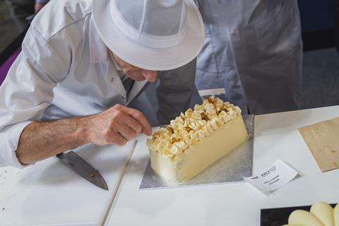 Britain's Best Cake judges assessing the Brown Butter & Spelt Cake