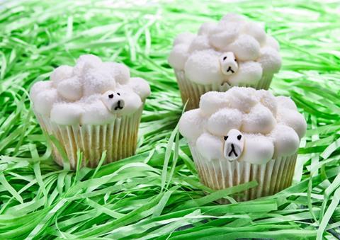 Cupcakes with marshmallows on to make them look like sheep