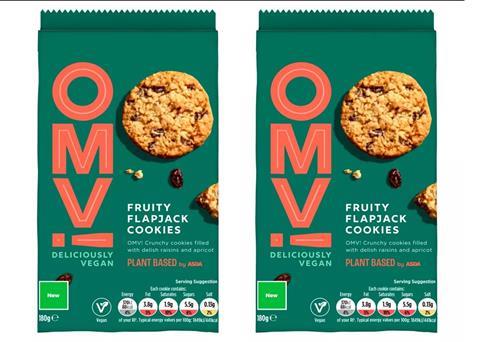 OMV fruity flapjack cookies in packaging