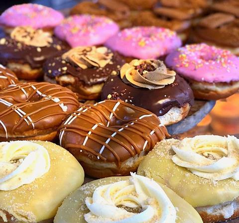 Lemon cheesecake, Biscoff and chocolate doughnuts