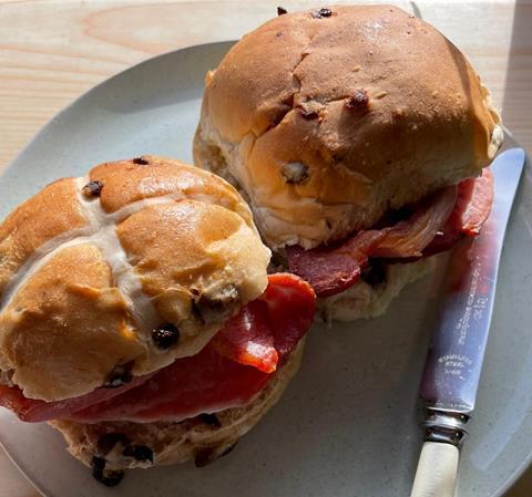 Cooplands Hot Cross Bun with Bacon