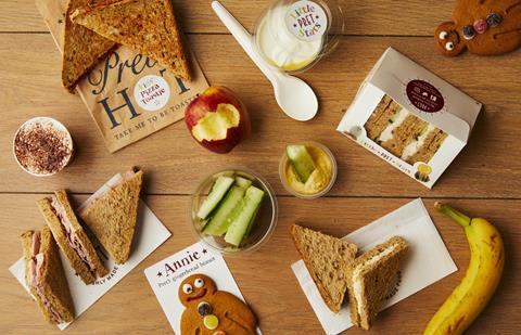 An aerial view of the Pret sandwich range for kids