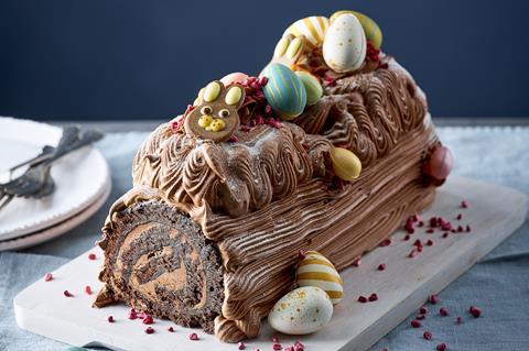 Patisserie Valerie Easter Log Cake with egg decoration