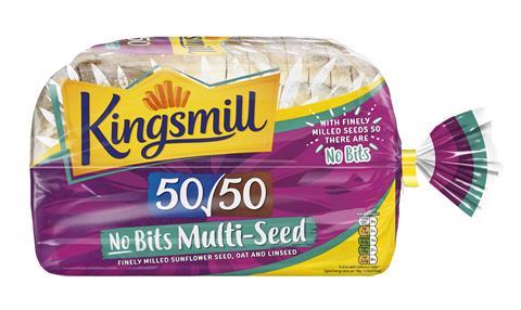 Kingsmill Multiseed No-Bits with Farmhouse bread pack shot