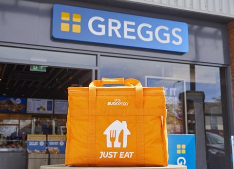 Just Eat carrier at Greggs