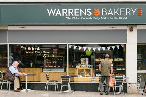 Outside a Warrens Bakery shop